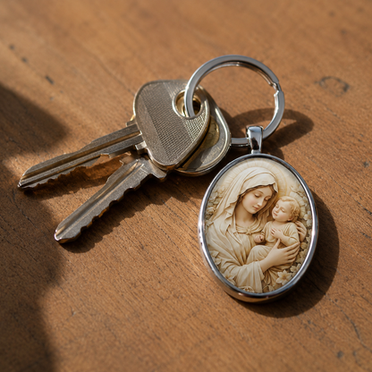 Retro Virgin Mary Keychain