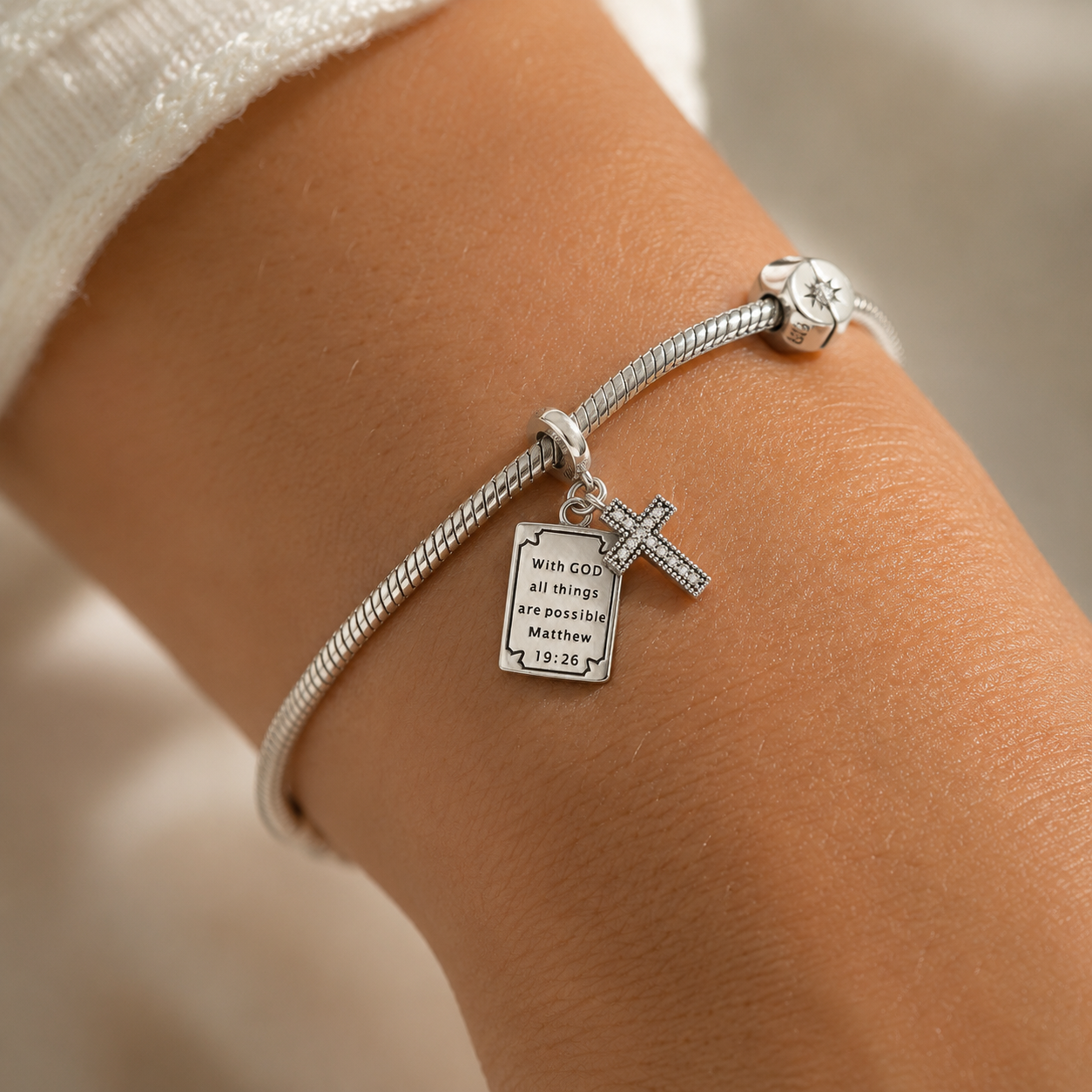 With God All Things Are Possible Charm 925 Silver