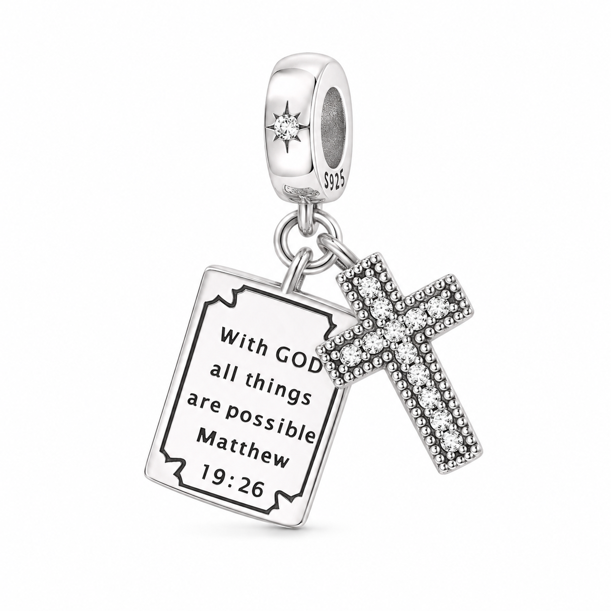 With God All Things Are Possible Charm 925 Silver