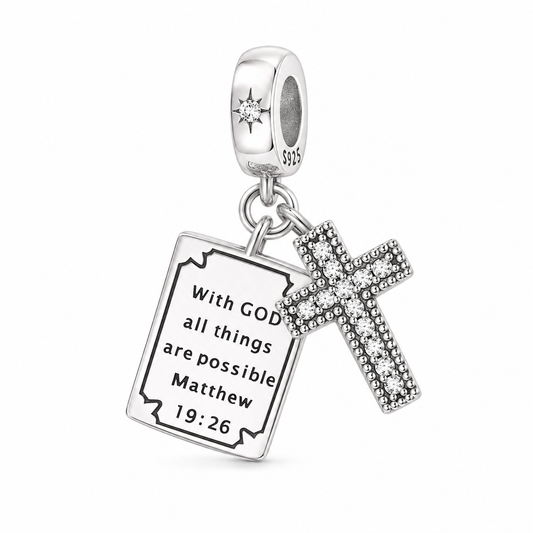 With God All Things Are Possible Charm 925 Silver