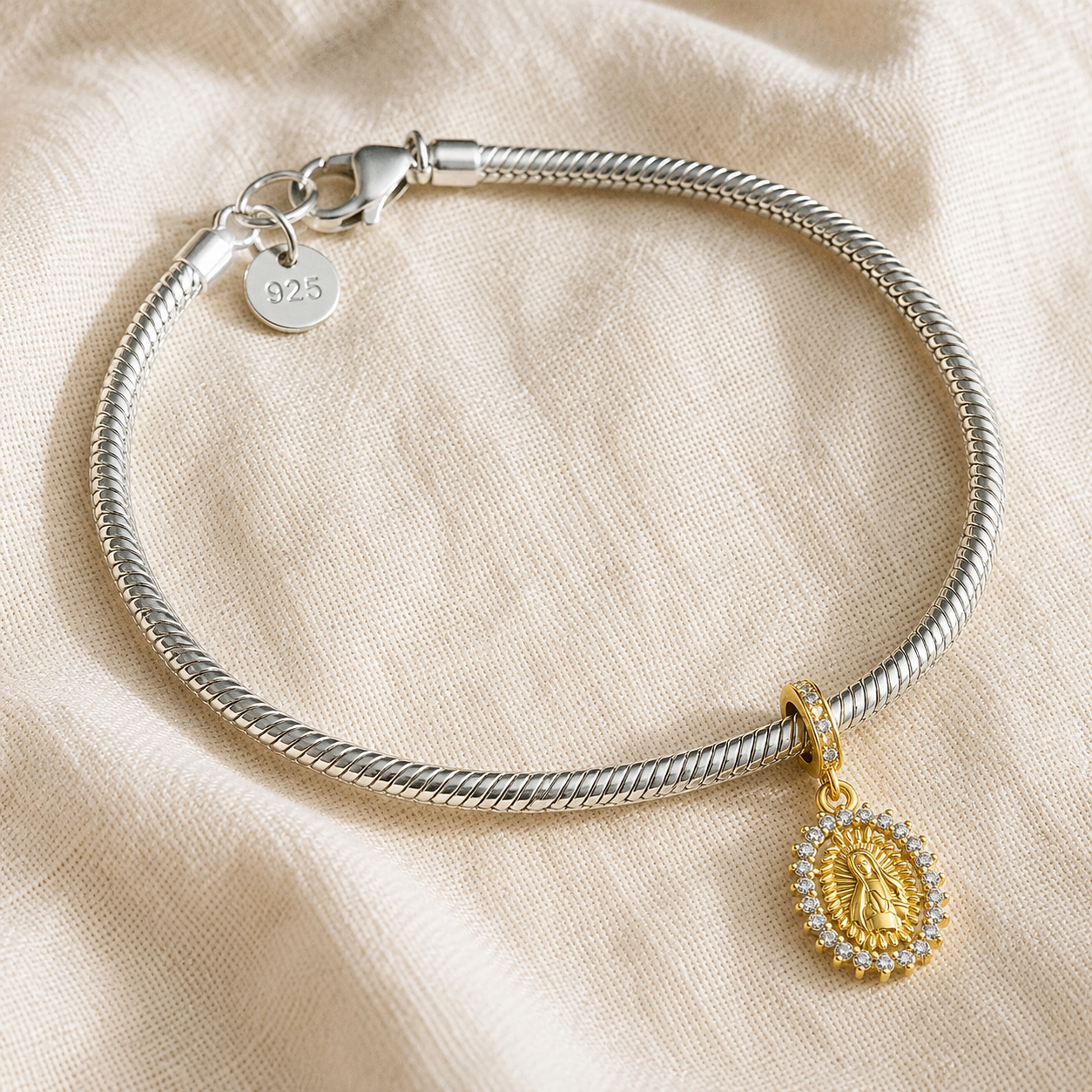 Miracle of Guadalupe Charm 18k Gold Plated