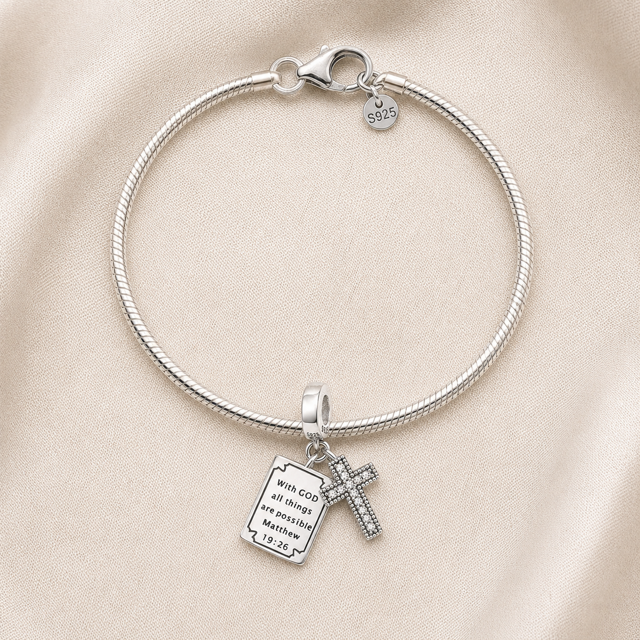 With God All Things Are Possible Charm 925 Silver
