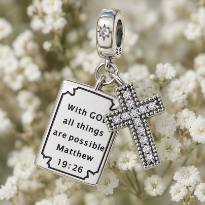 With God All Things Are Possible Charm 925 Silver