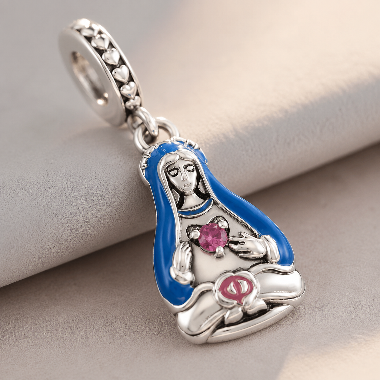 Immaculate Heart of Mary Charm — 925 Silver