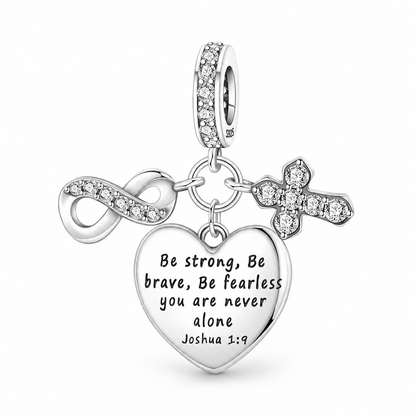 Be Strong and Brave Heart Charm 925 Silver
