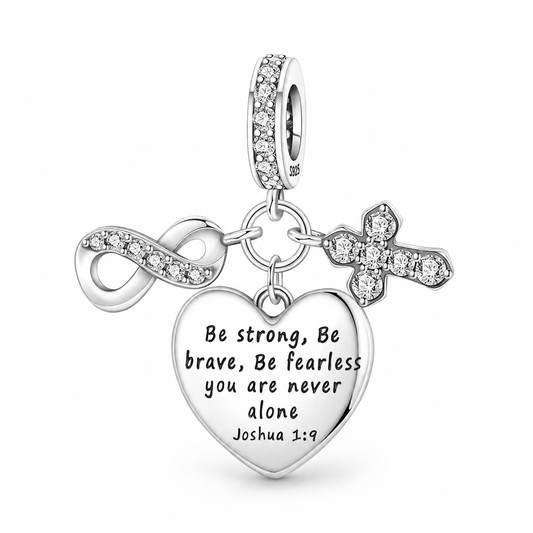 Be Strong and Brave Heart Charm 925 Silver