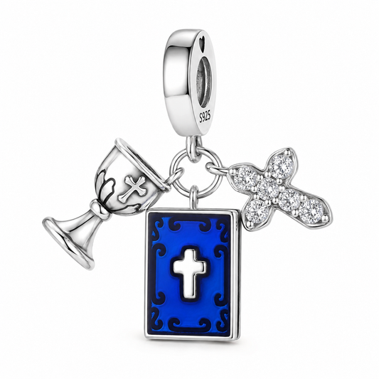 Chalice, Bible and Cross Charm 925 Silver