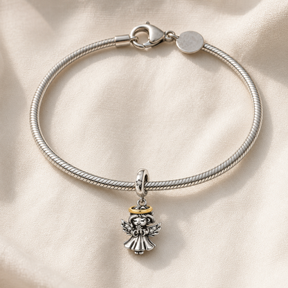 Angel with Golden Halo Charm 925 Silver