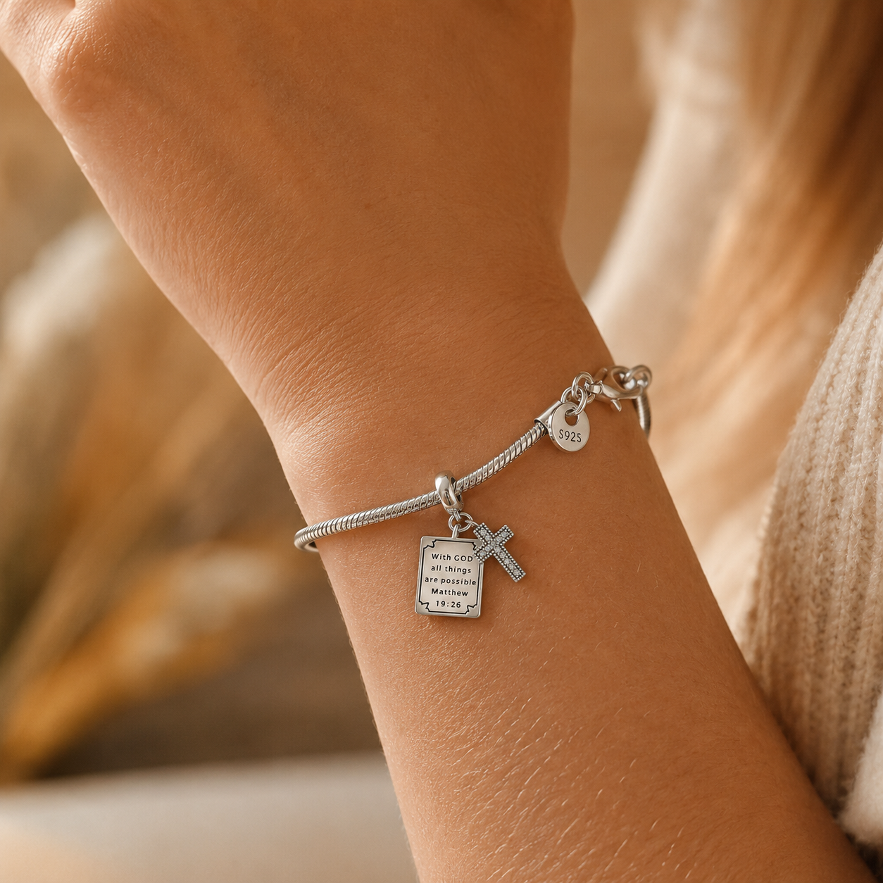 With God All Things Are Possible Charm 925 Silver