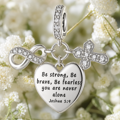 Be Strong and Brave Heart Charm 925 Silver