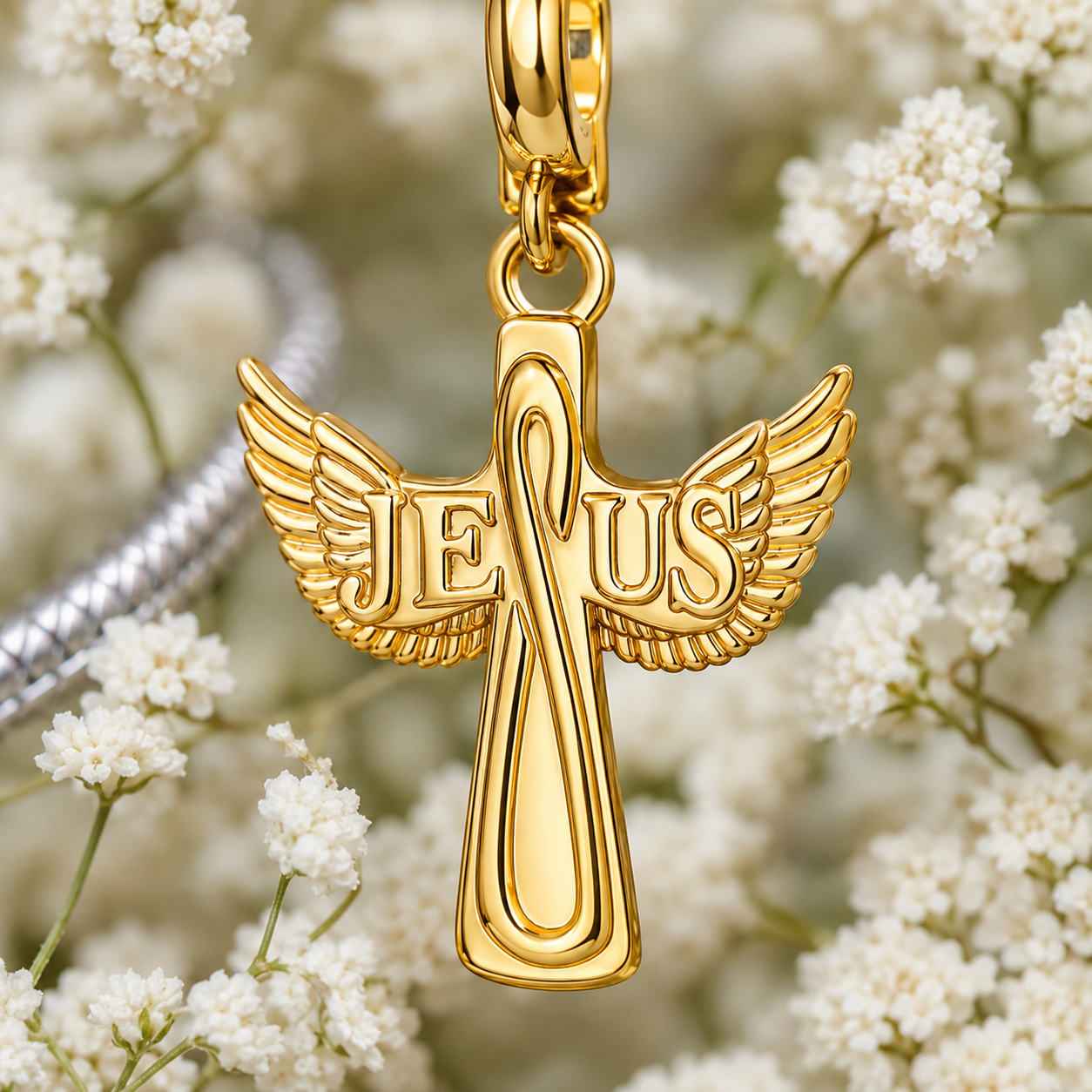 Wings of Jesus Charm 18k Gold Plated