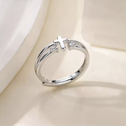 Silent Faith Cross Ring