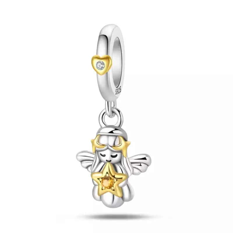 Heavenly Guardian Angel Charm — 925 Silver