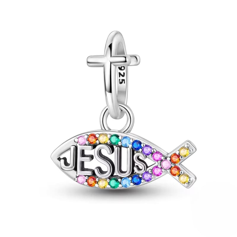 Rainbow Name of Jesus Charm — 925 Silver