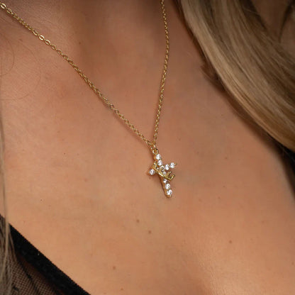 Cross & Crown Necklace – Elegance and Purpose