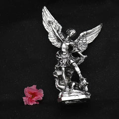 Archangel Saint Michael – Silver Statue of Protection and Divine Justice