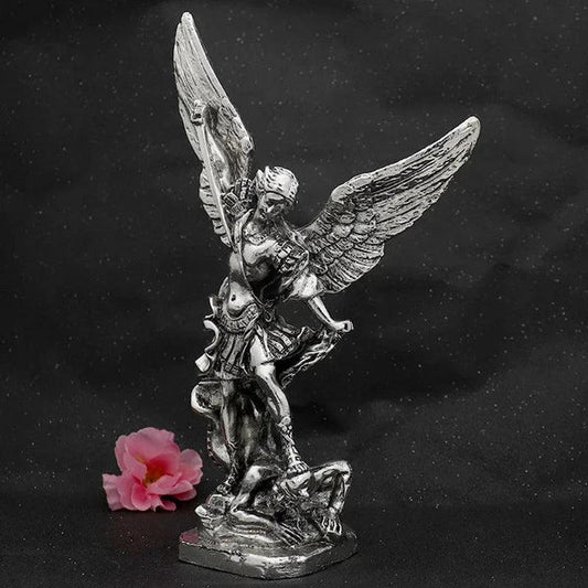 Archangel Saint Michael – Silver Statue of Protection and Divine Justice