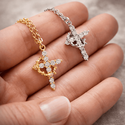 Cross & Crown Necklace – Elegance and Purpose