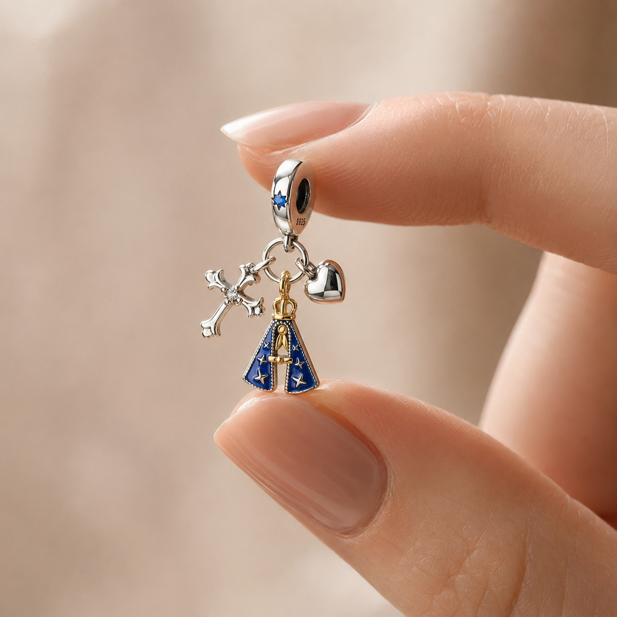 Blue Sky Mother Charm — 925 Silver