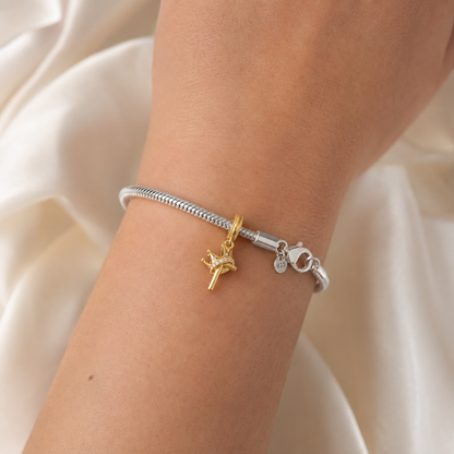 Cross and Crown Charm 18k Gold Plated