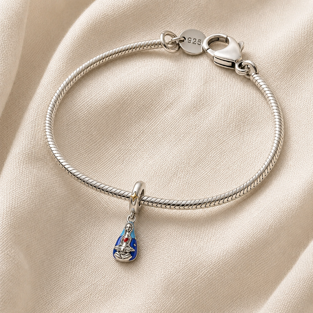 Sacred Mantle of Our Lady Charm — 925 Silver