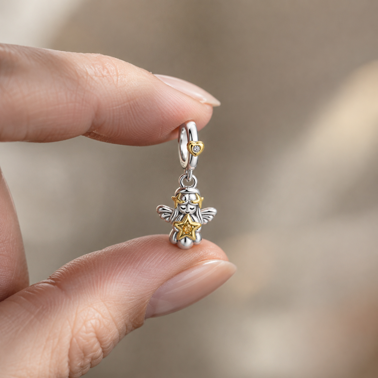Heavenly Guardian Angel Charm — 925 Silver