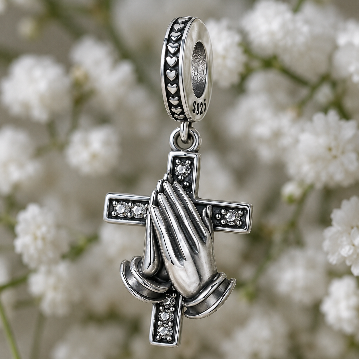 Praying Hands Charm 925 Silver