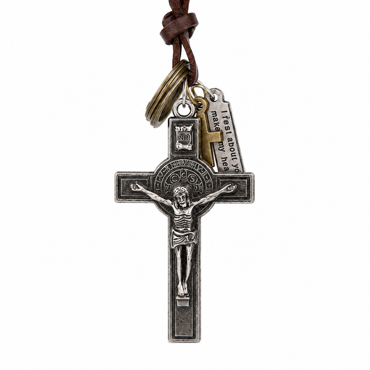 Retro Car Cross — Leather Faith Pendant