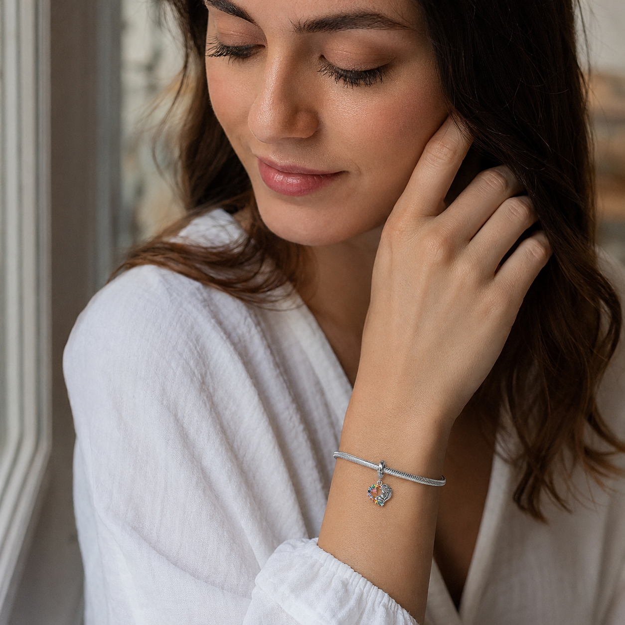 Mary, Refuge of the Heart Charm 925 Silver
