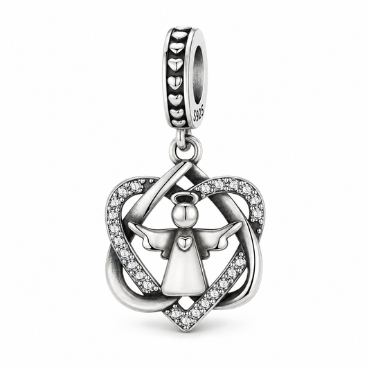 Minimalist Angel Heart Charm 925 Silver