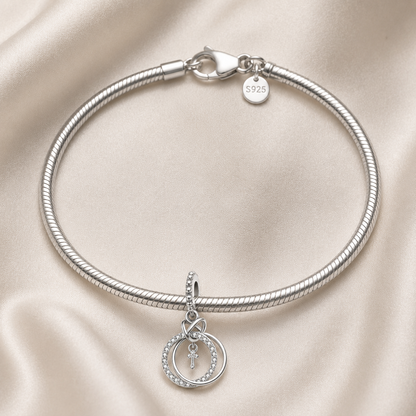 Interlocking Rings Cross Charm 925 Silver