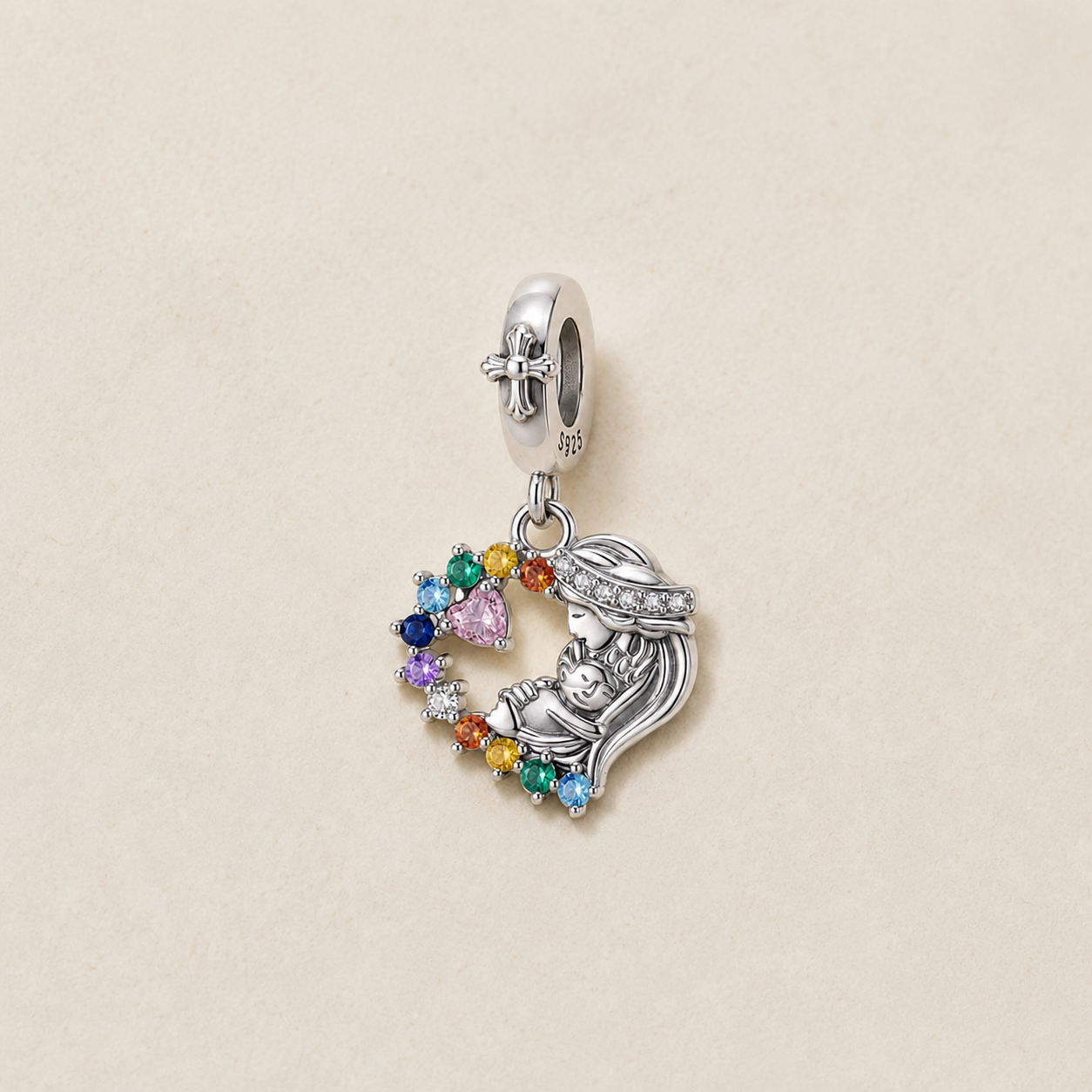 Mary, Refuge of the Heart Charm 925 Silver