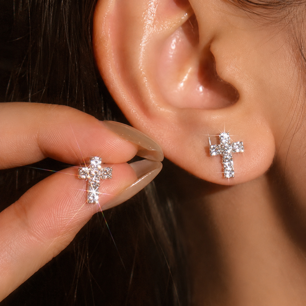 Brilliant Faith Cross Studs