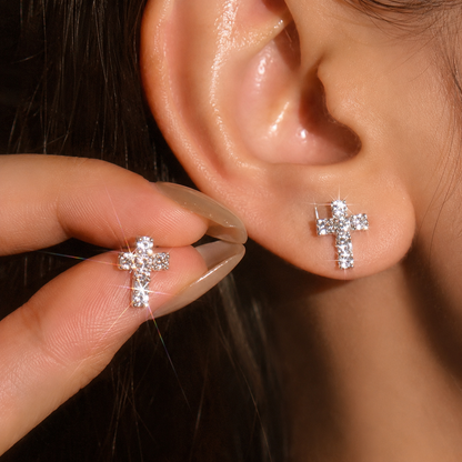 Brilliant Faith Cross Studs