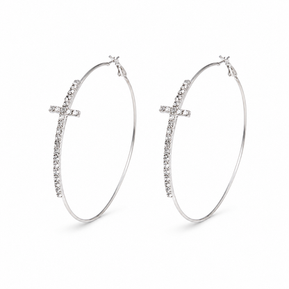 Cross of Light Hoop Earrings