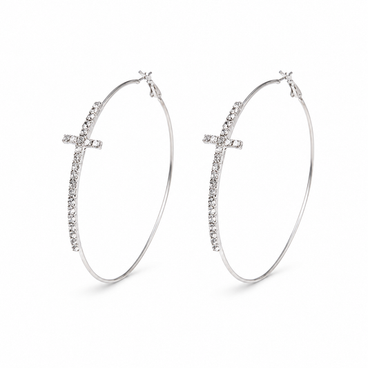 Cross of Light Hoop Earrings
