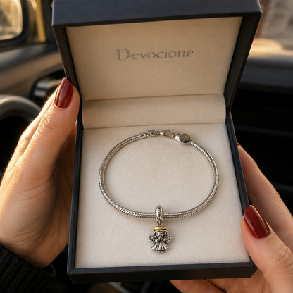 Angel with Golden Halo Charm 925 Silver