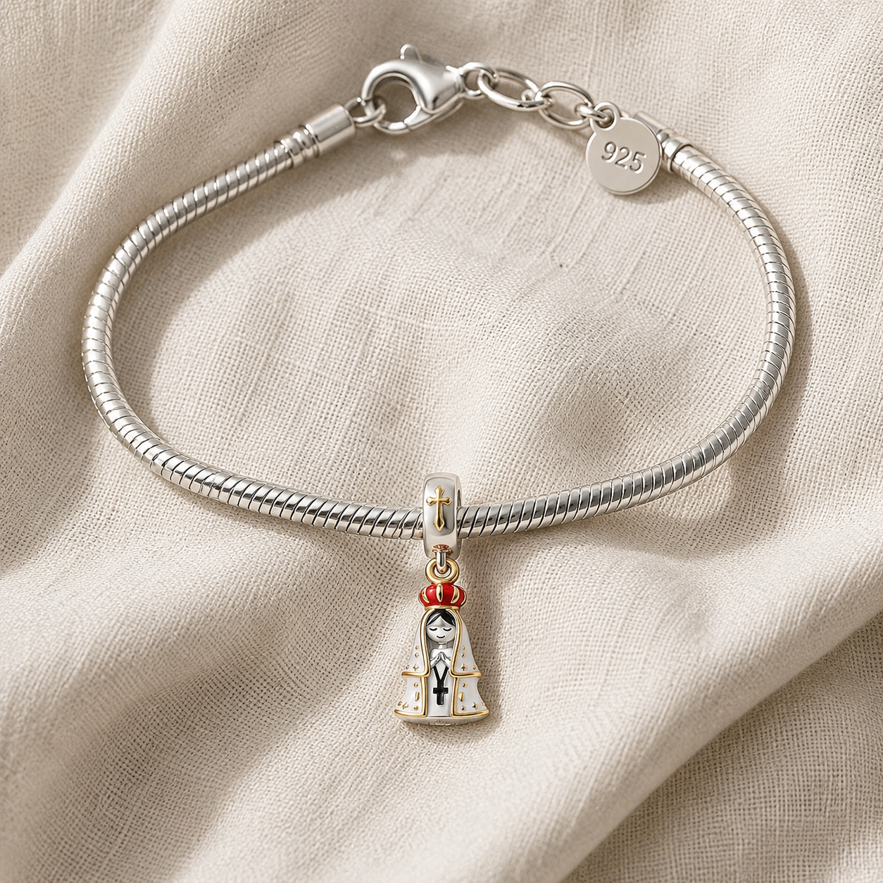Our Lady of Fatima Messenger of Peace Charm — 925 Silver