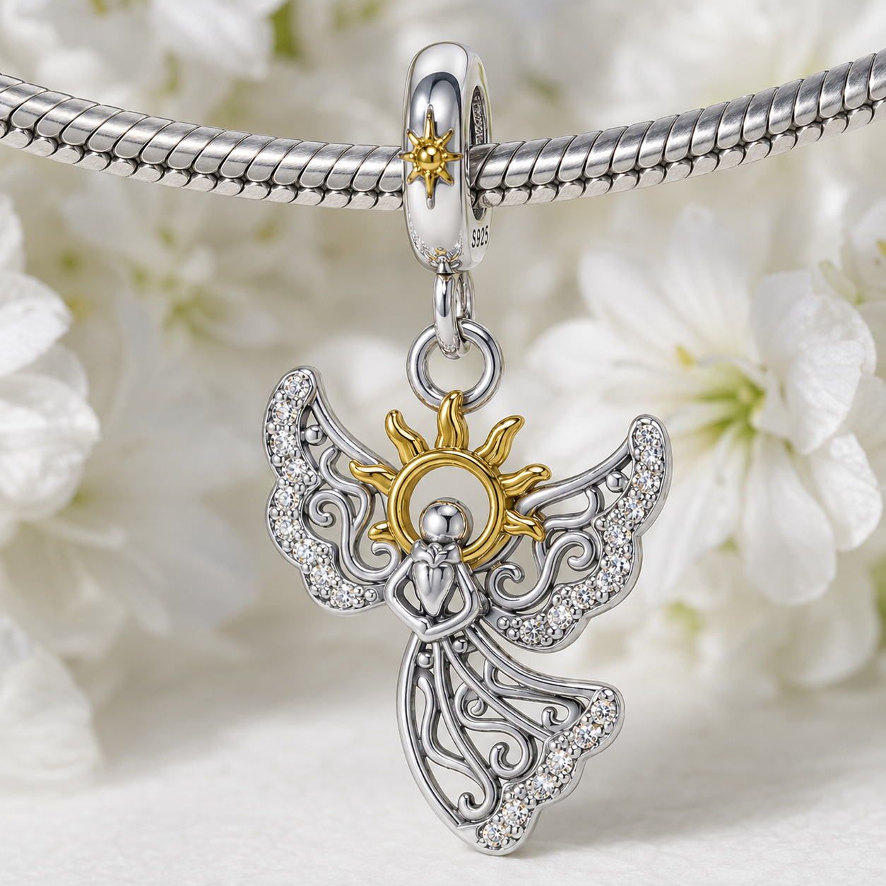 Angel of the Sun Charm 925 Silver