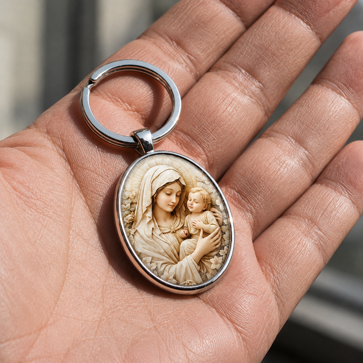 Retro Virgin Mary Keychain