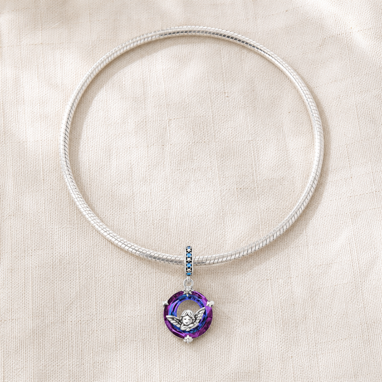 Celestial Star Cherub Charm 925 Silver