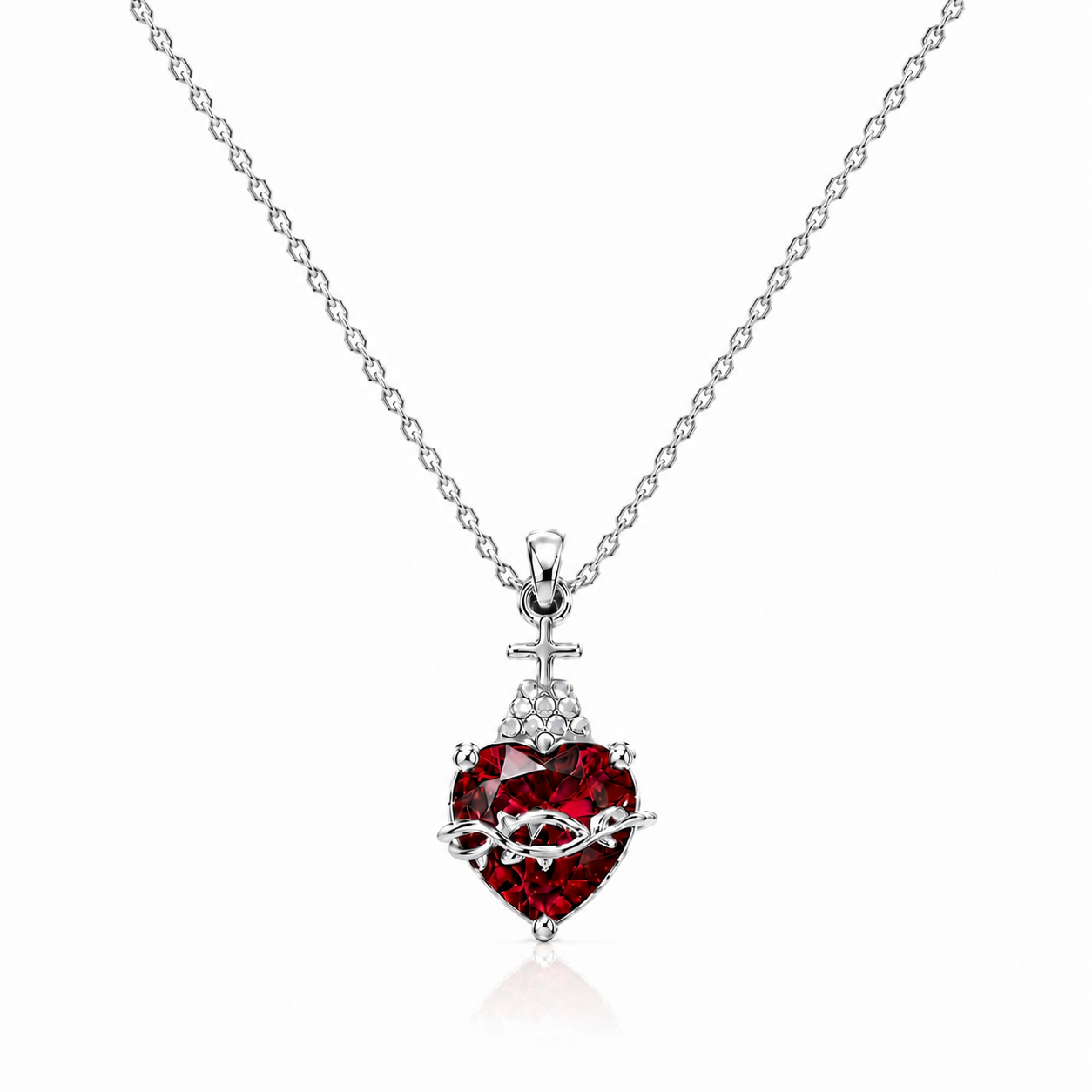 Sacred Heart of Jesus Necklace - 925 Sterling Silver