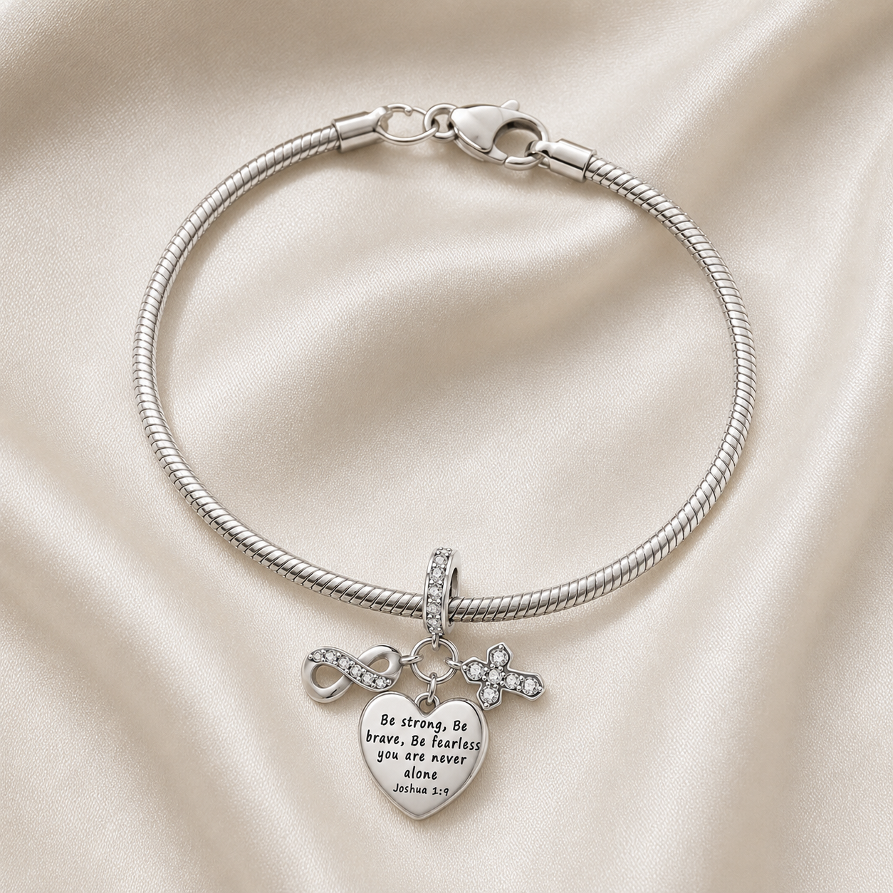 Be Strong and Brave Heart Charm 925 Silver