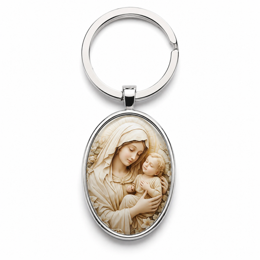 Retro Virgin Mary Keychain