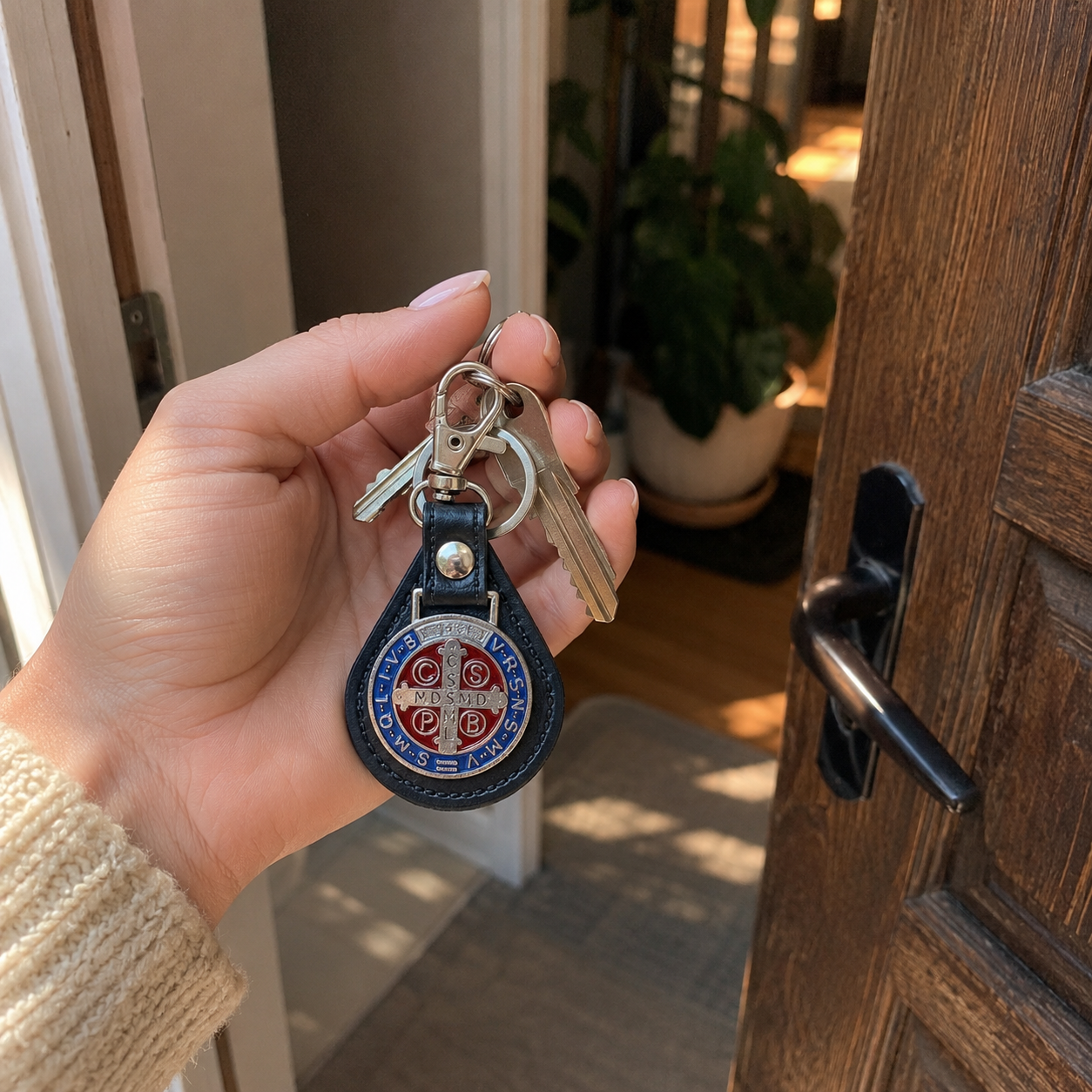 Guardian of the Road Saint Benedict Keychain