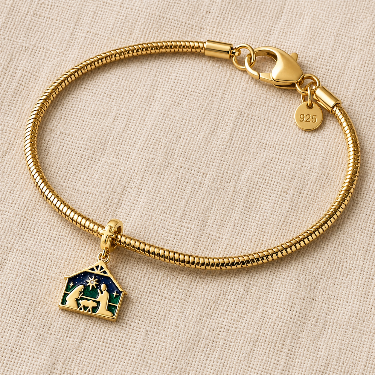 Christmas Nativity Charm 18k Gold Plated