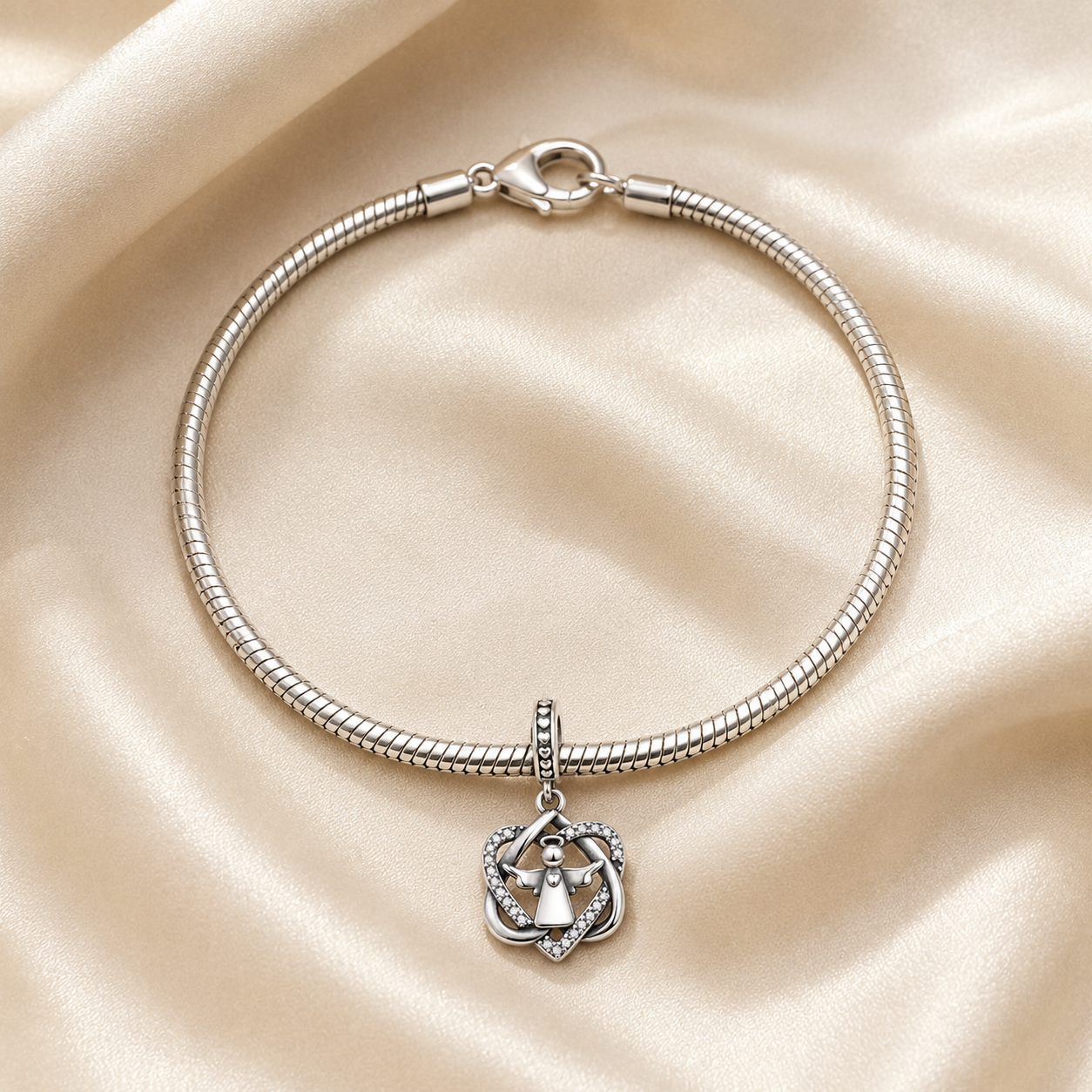 Minimalist Angel Heart Charm 925 Silver