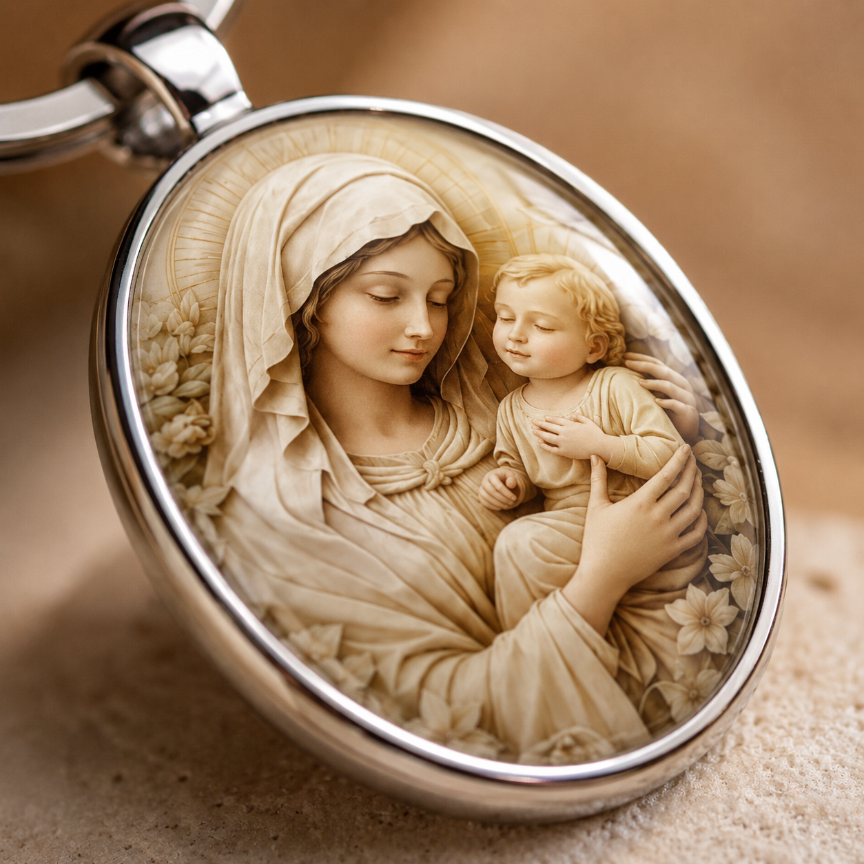 Retro Virgin Mary Keychain
